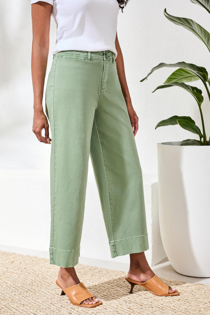 MOSS COMFORT STRETCH DENIM HIGH RISE PALAZZO PANTS