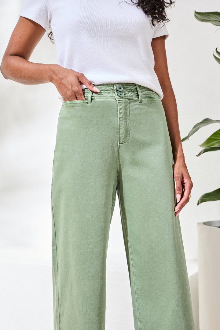 MOSS COMFORT STRETCH DENIM HIGH RISE PALAZZO PANTS