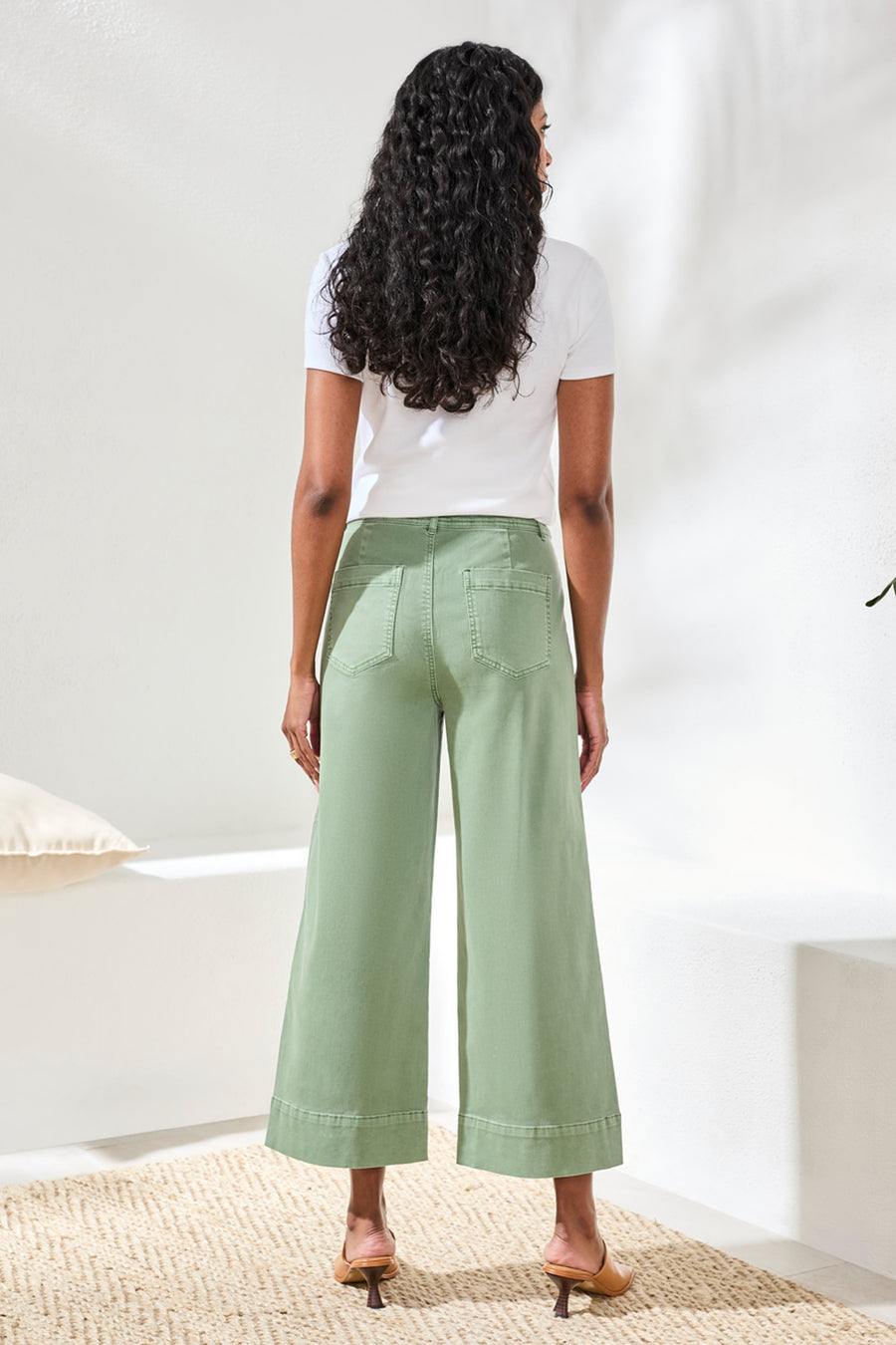 MOSS COMFORT STRETCH DENIM HIGH RISE PALAZZO PANTS