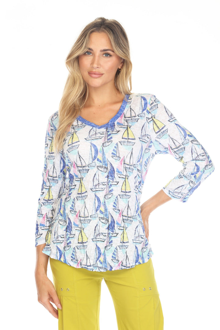 SAILBOATS 3/4 SLEEVE TOP