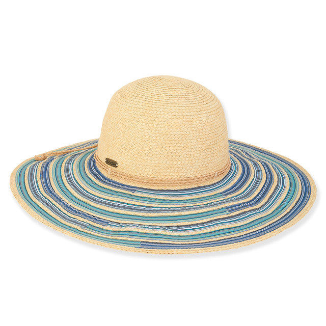 BLUE PAPER STRAW FLOPPY HAT
