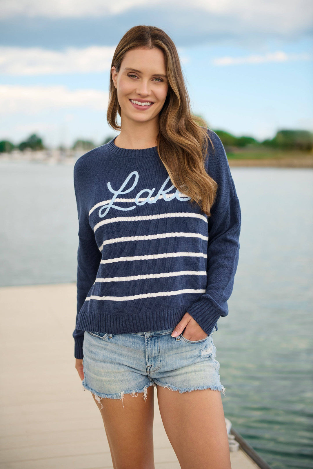 NAVY "LAKE" RELAXED FIT SWEATER