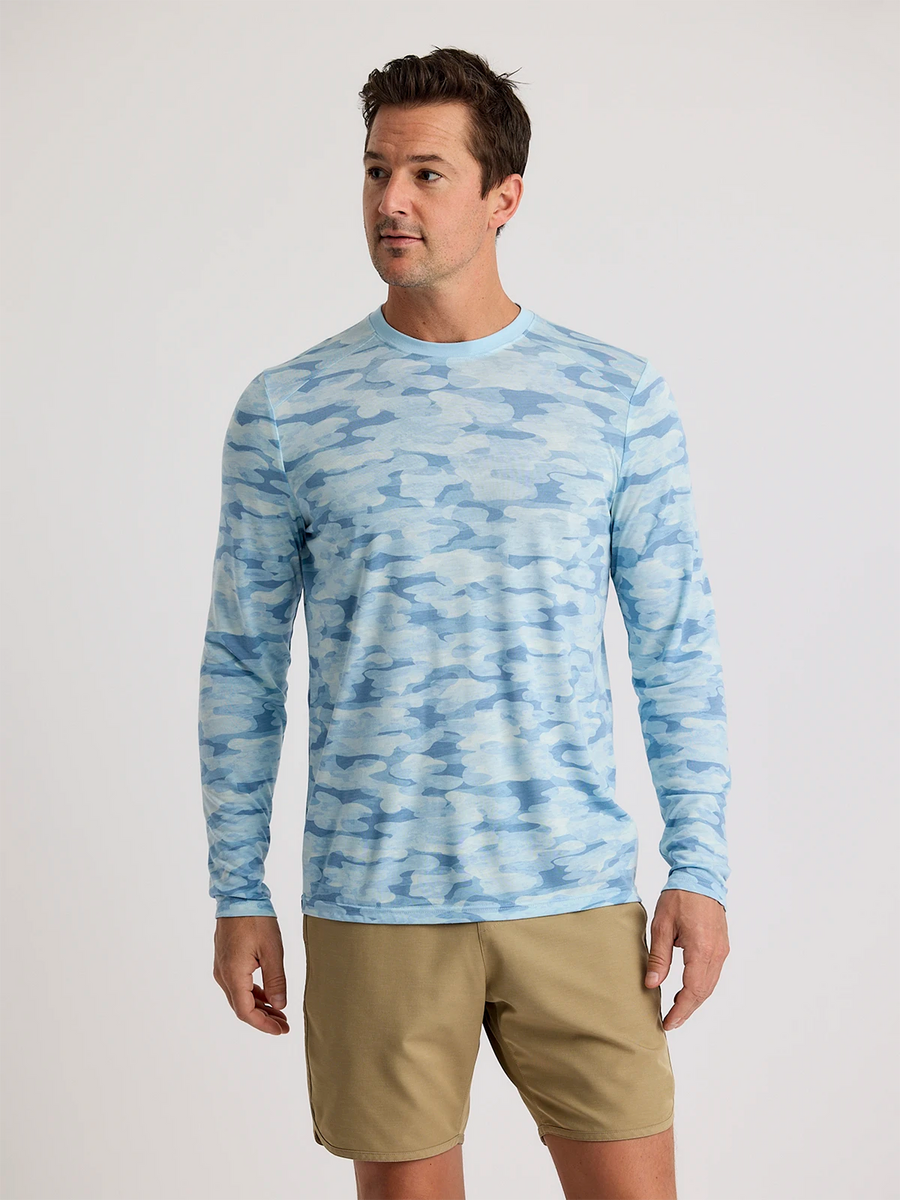 MEN'S SURF BLUE SEASMOKE CAMO BAMBOO LIGHTWEIGHT LONG SLEEVE TOP
