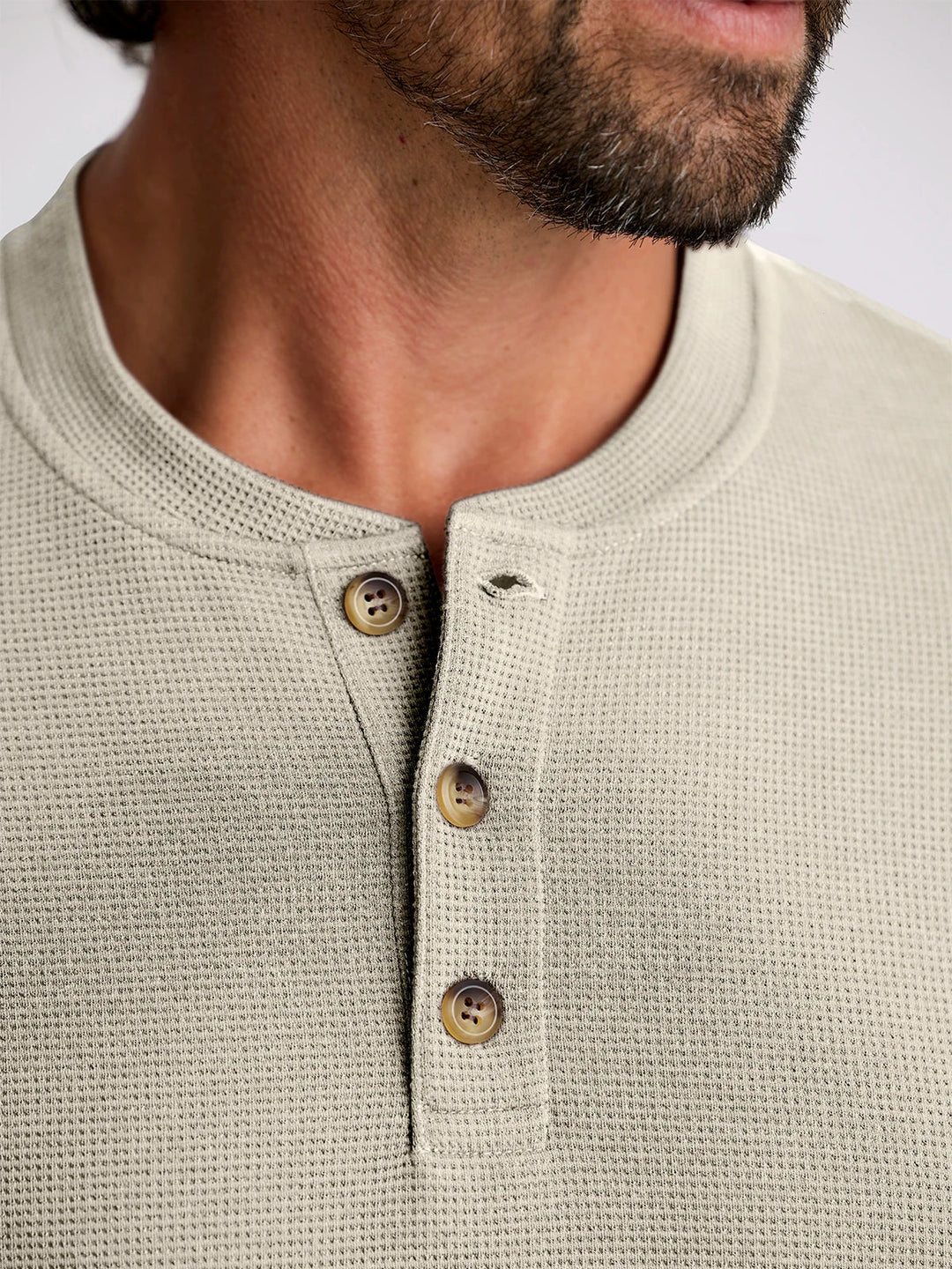 MEN'S SANDSTONE WAFFLE LONG SLEEVE HENLEY