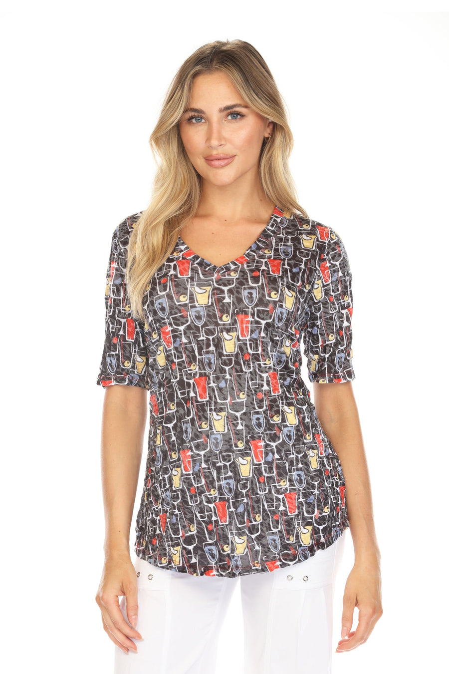 COCKTAIL HOUR SHORT SLEEVE TOP
