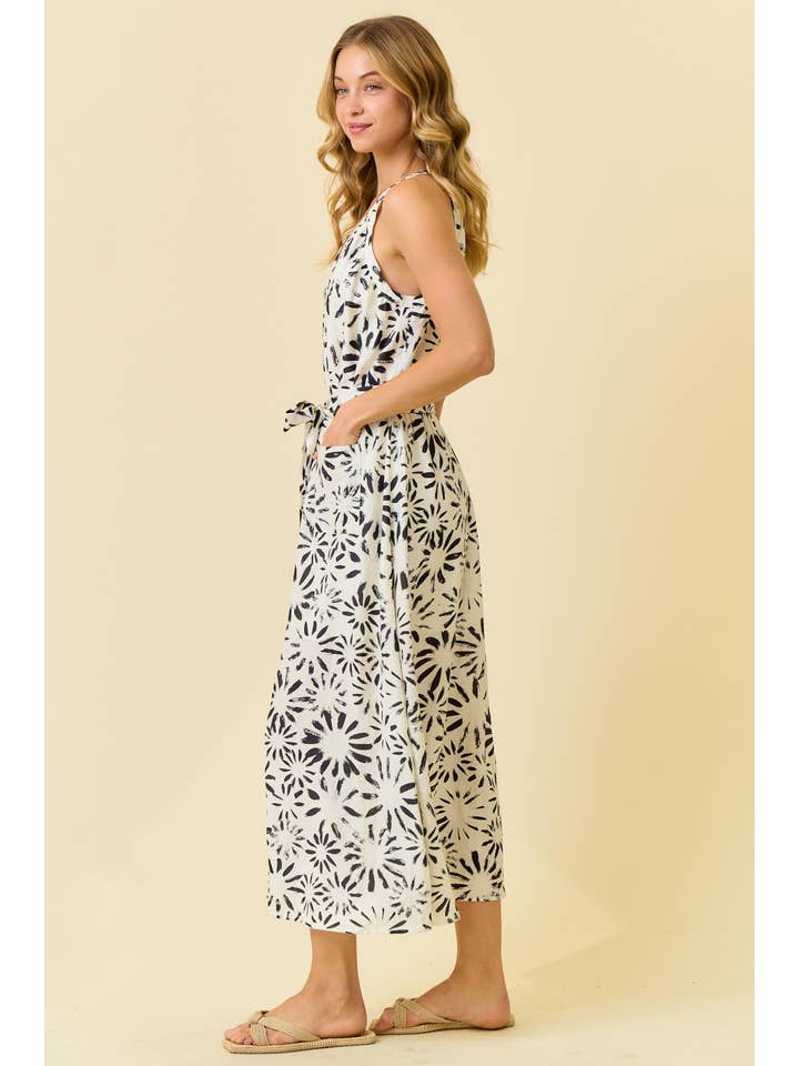 EMMIE FLORAL MIDI HALTER DRESS