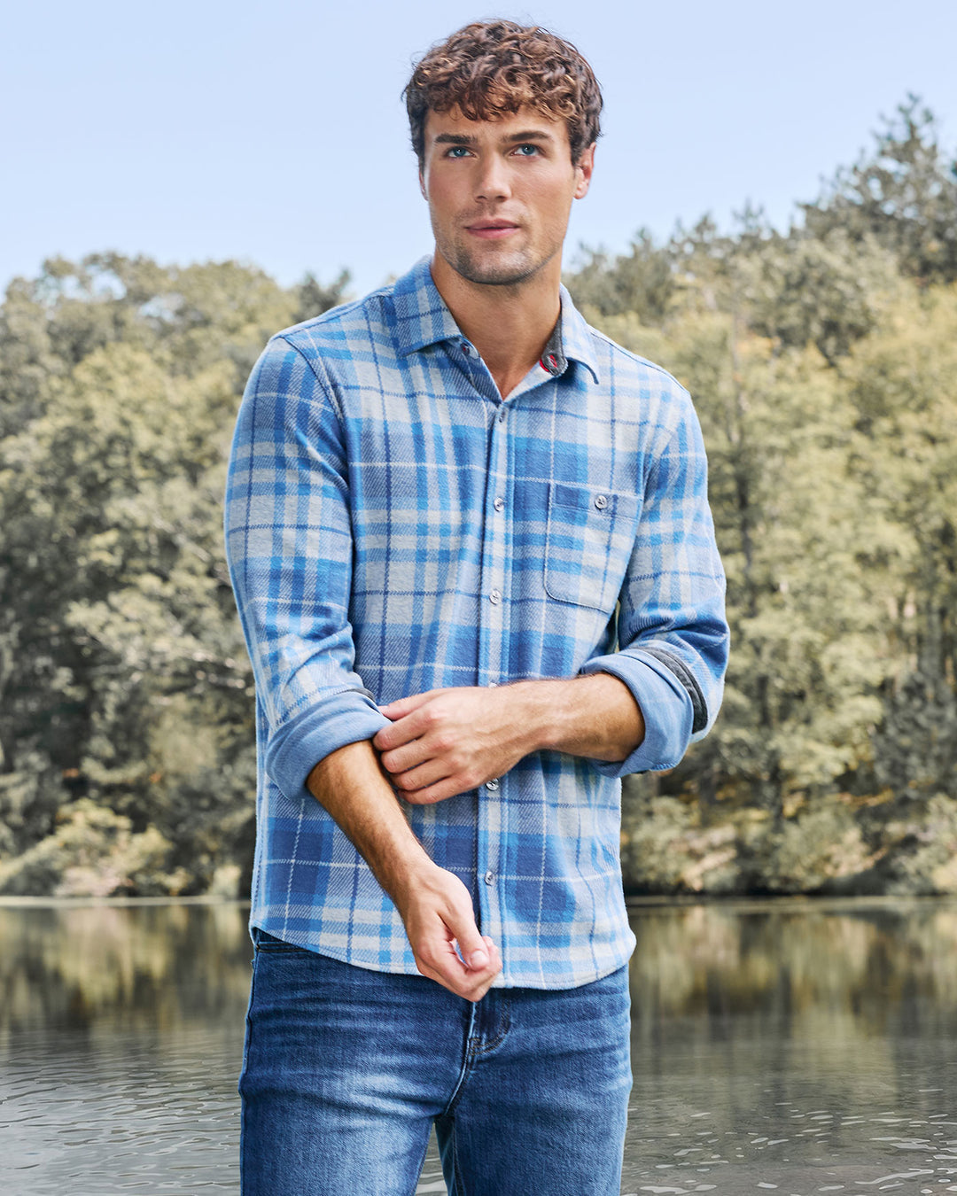 MEN'S REXFORD HERO KNIT BLUE FLANNEL SHIRT