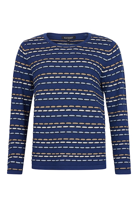 NAVY MORSE CODE PULL OVER SWEATER
