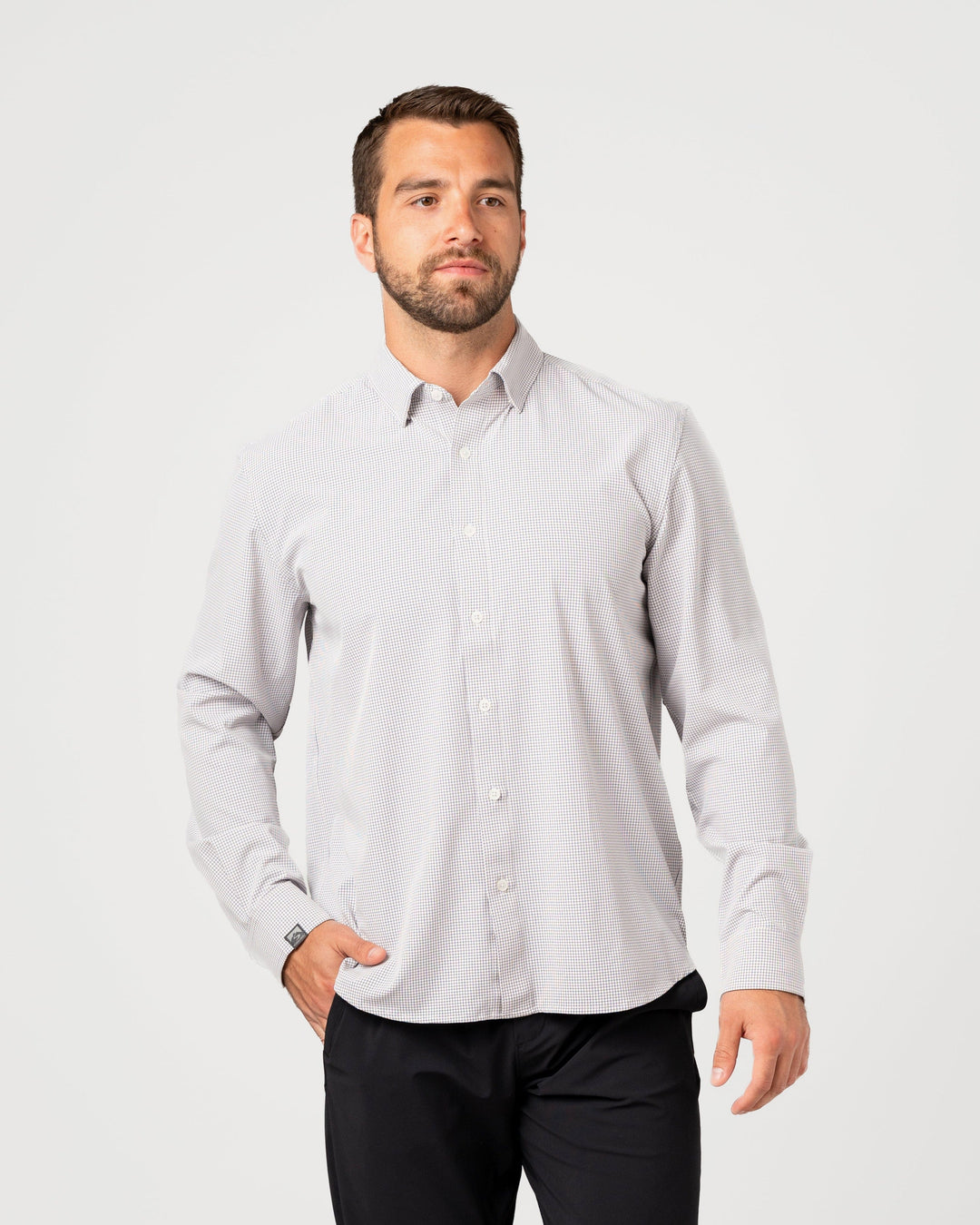 MEN'S WHITE & NAVY WINDOWPANE CHECK INFLUENCER SHIRT