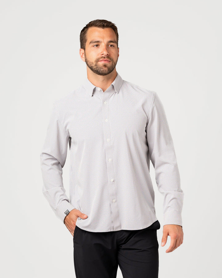 MEN'S WHITE & NAVY WINDOWPANE CHECK INFLUENCER SHIRT
