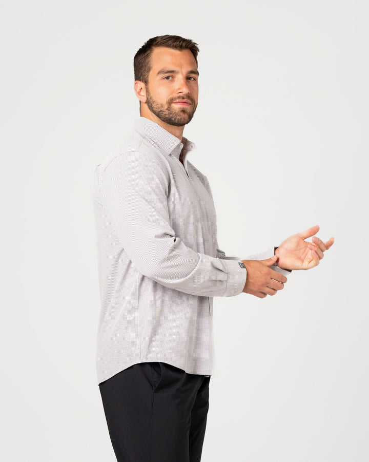 MEN'S WHITE & NAVY WINDOWPANE CHECK INFLUENCER SHIRT