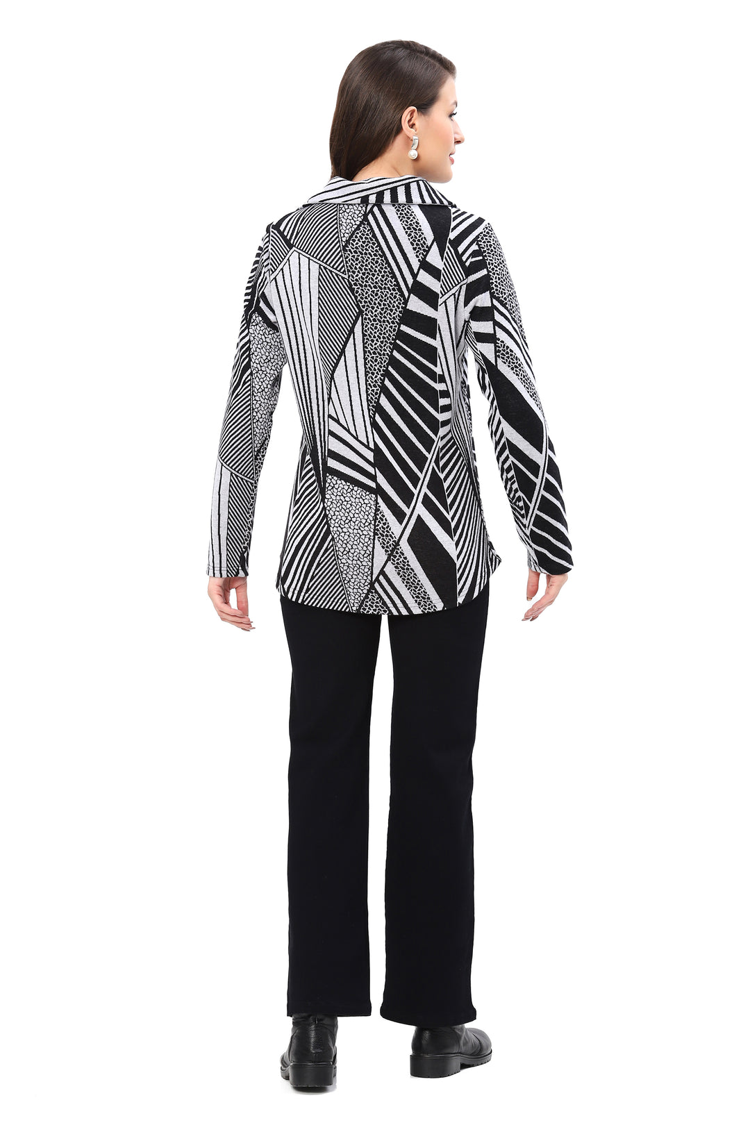 TULA BLACK & WHITE ZIPPERED TOP