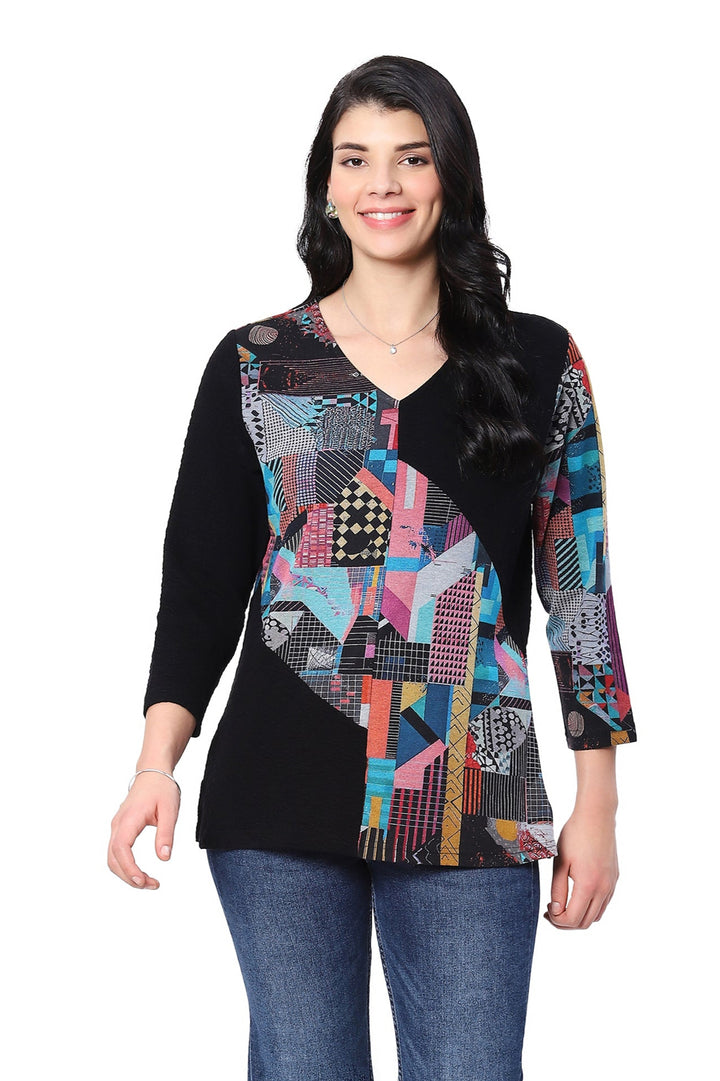 MAMIE 3/4 SLEEVE V-NECK TOP