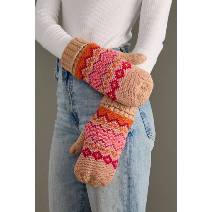 BLUSH, PINK & ORANGE FLEECE LINED MITTENS
