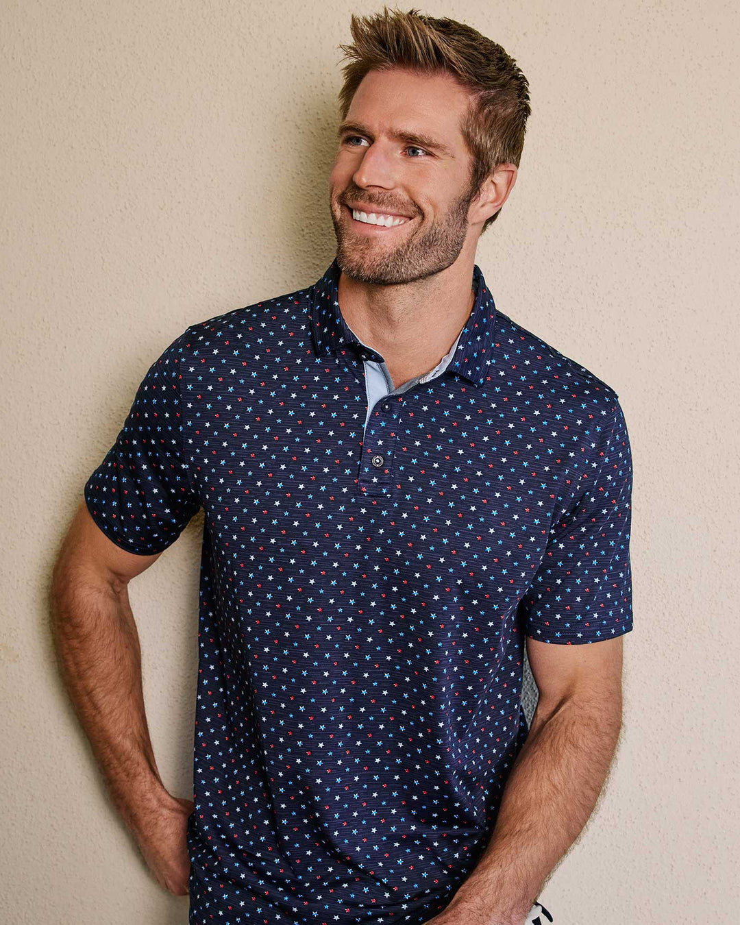 MEN'S NAVY BUXTON STAR POLO SHIRT
