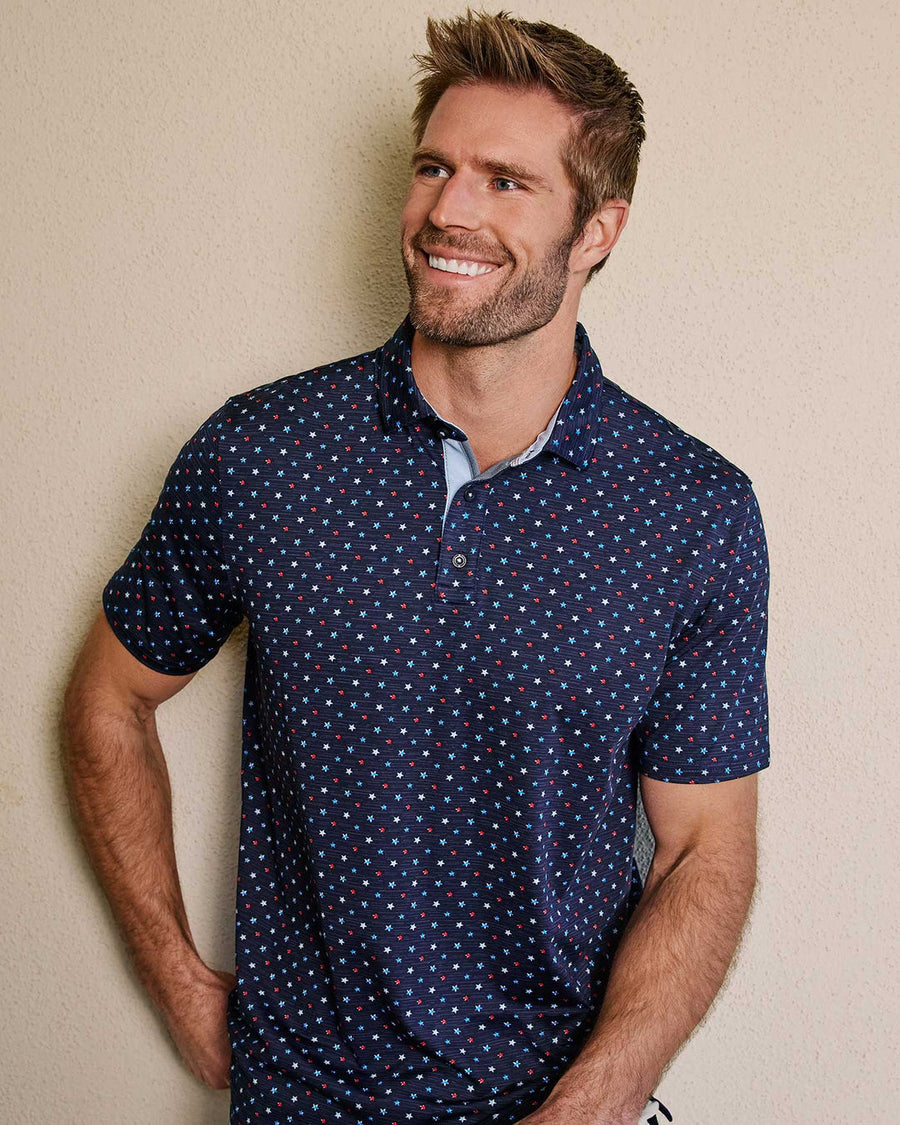 MEN'S NAVY BUXTON STAR POLO SHIRT
