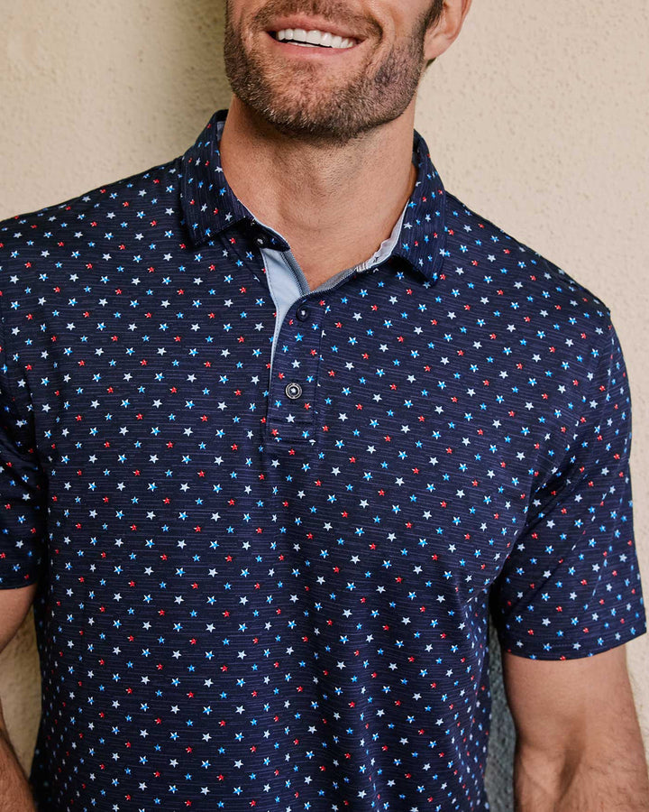 MEN'S NAVY BUXTON STAR POLO SHIRT