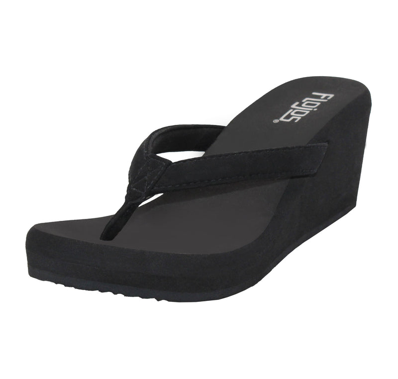 OLIVIA BLACK WEDGE SANDALS