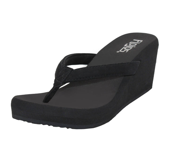 OLIVIA BLACK WEDGE SANDALS