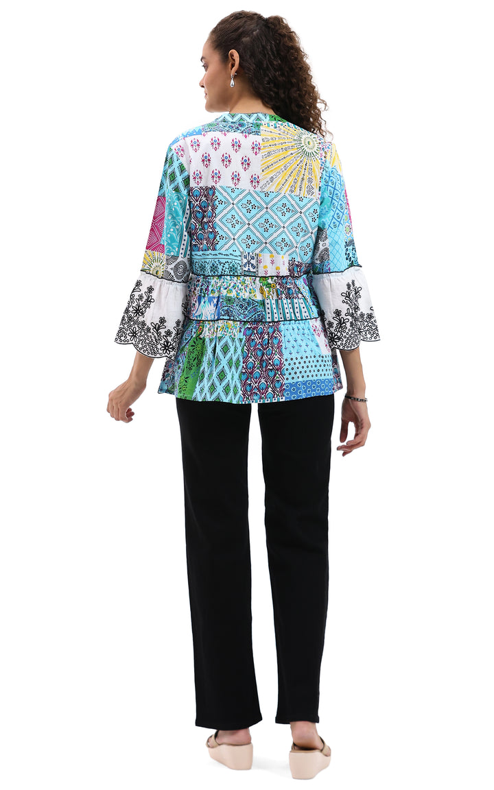 AMANDA PRINT V-NECK TUNIC SHIRT