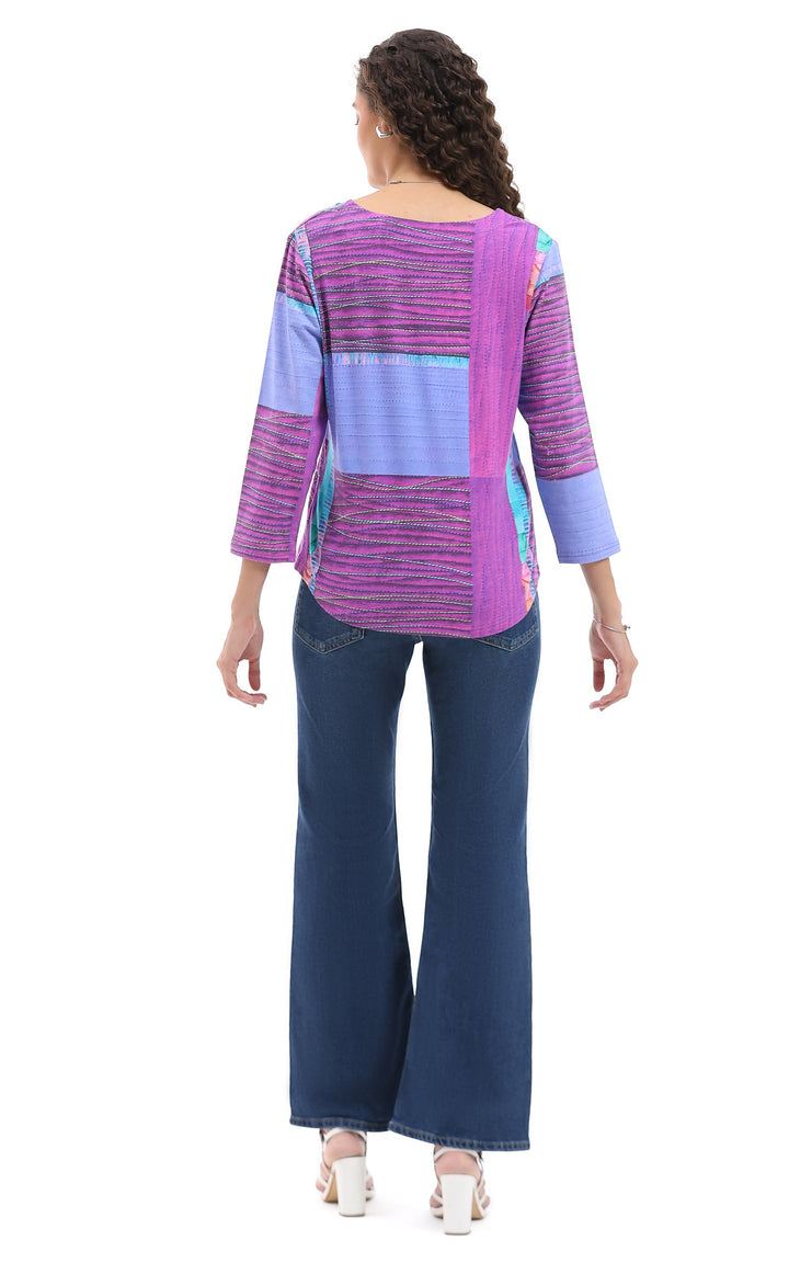 LEXI 3/4 SLEEVE TOP WITH MULTI BUTTON DETAIL