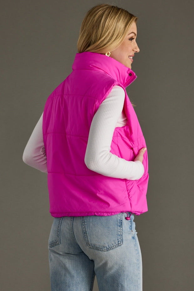 BRIGHT PINK PUFFER VEST