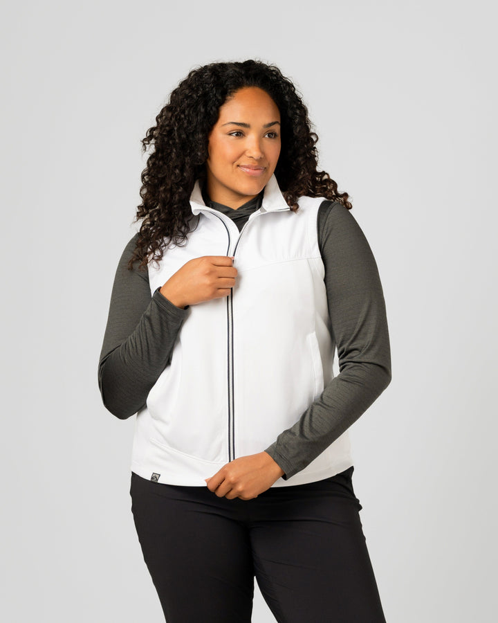 WHITE TIEBREAKER II INTERLOCK FULL ZIP VEST