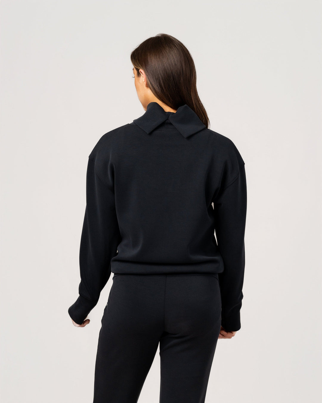 BLACK COMFORT ZONE FUNNEL NECK TOP