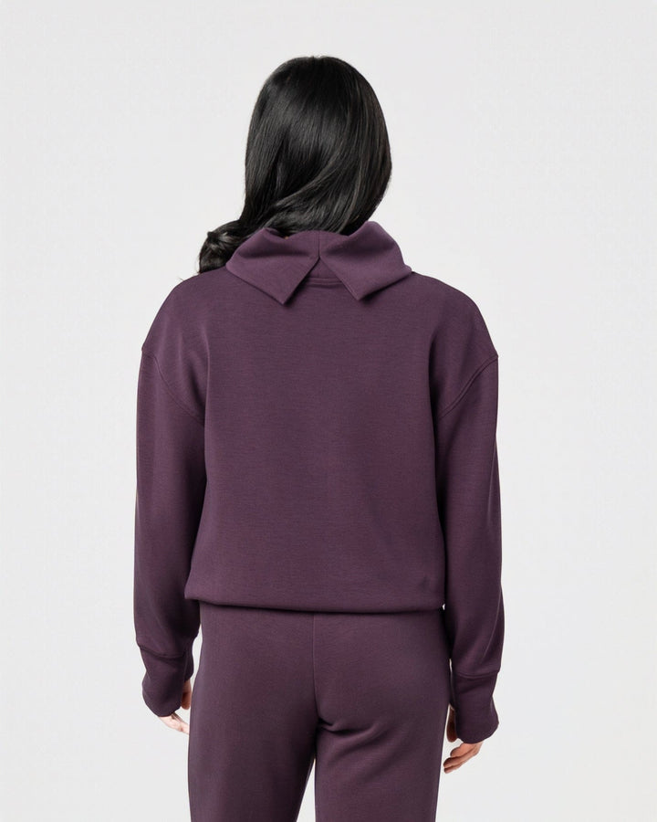 DEEP PLUM COMFORT ZONE FUNNEL NECK TOP