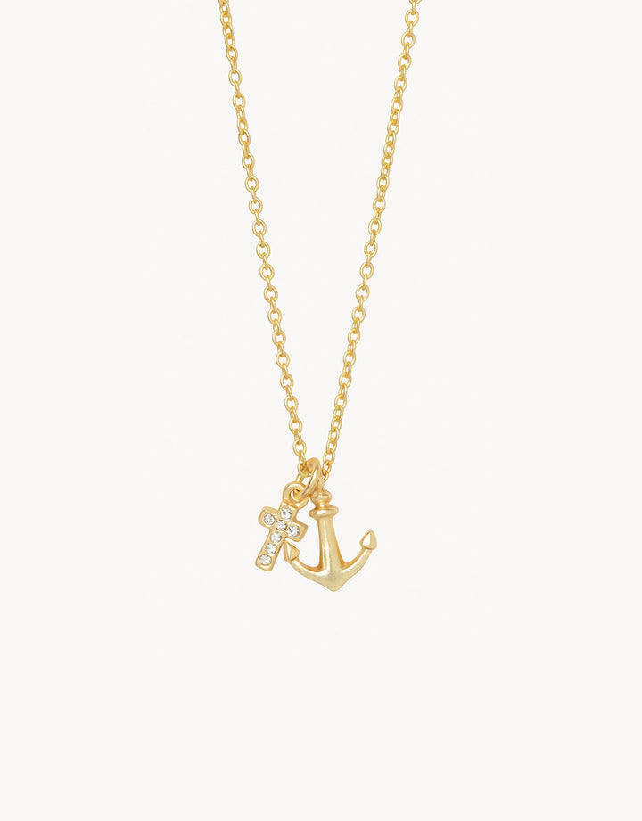 GOLD SEA LA VIE IT IS WELL CROSS/ANCHOR NECKLACE
