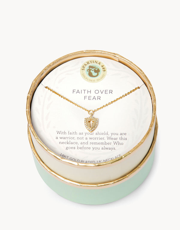 FAITH OVER FEAR GOLD CROSS NECKLACE
