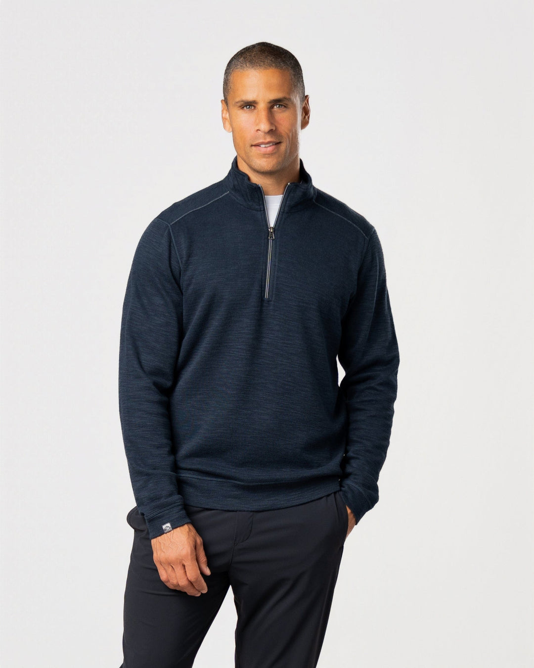 MEN'S NAVY COTTON BAMBOO SHORELINER 1/4 ZIP