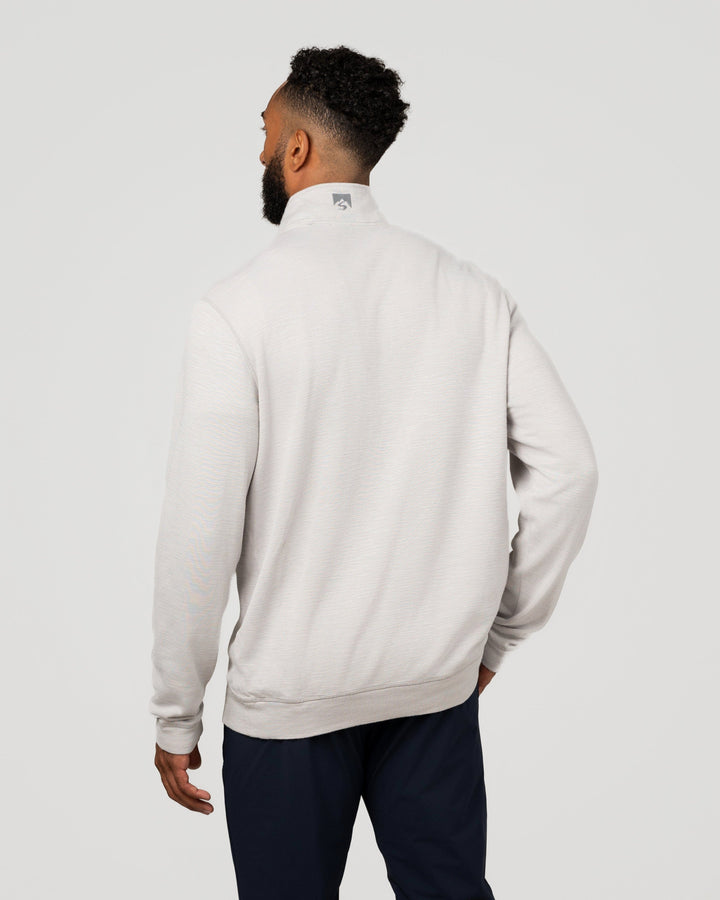 MEN'S OATMEAL GRAY COTTON BAMBOO SHORELINER  1/4 ZIP
