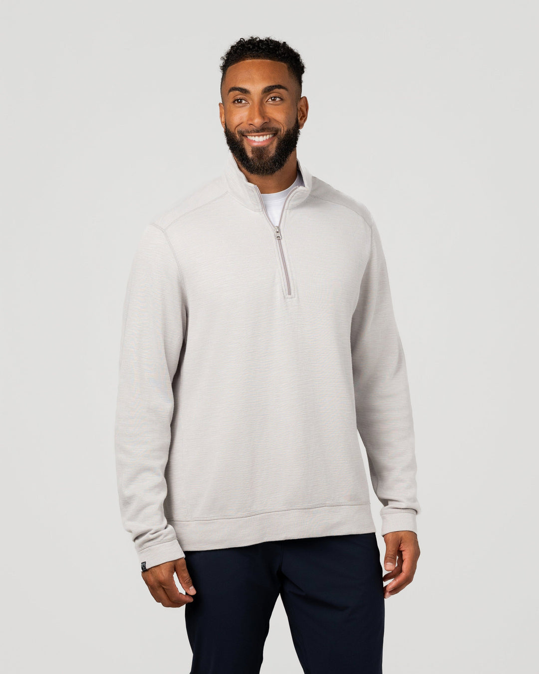 MEN'S OATMEAL GRAY COTTON BAMBOO SHORELINER  1/4 ZIP