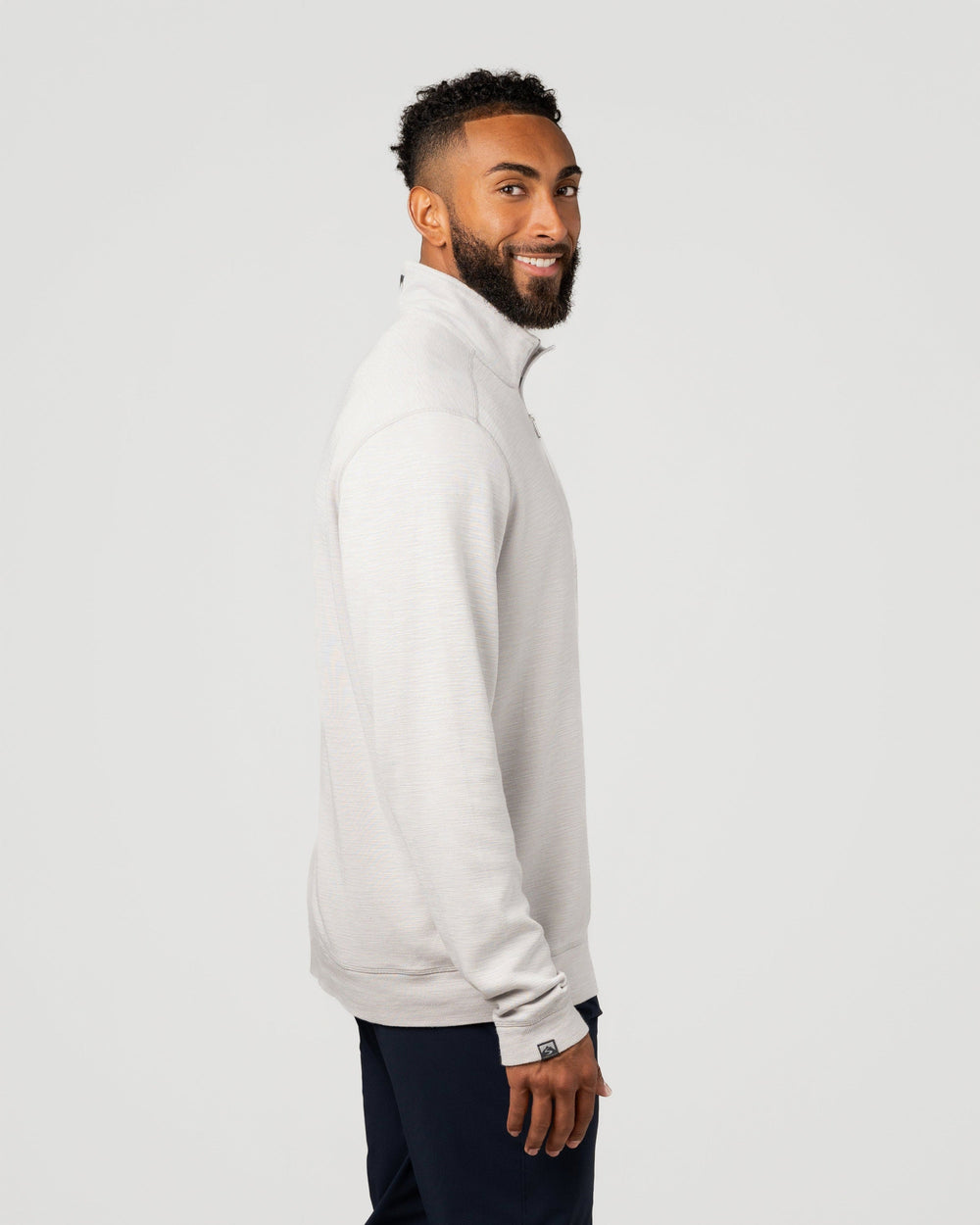 MEN'S OATMEAL GRAY COTTON BAMBOO SHORELINER  1/4 ZIP
