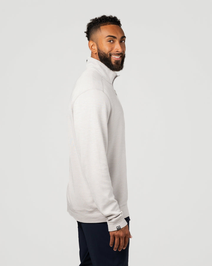 MEN'S OATMEAL GRAY COTTON BAMBOO SHORELINER  1/4 ZIP
