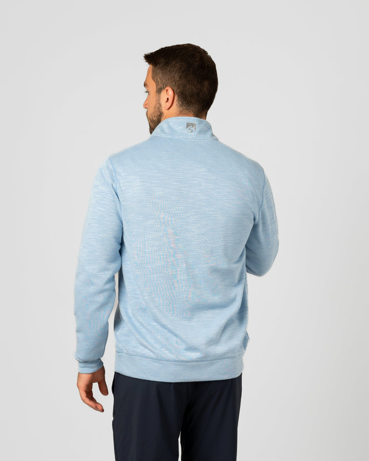 MEN'S SKY BLUE COTTON BAMBOO SHORELINER 1/4 ZIP