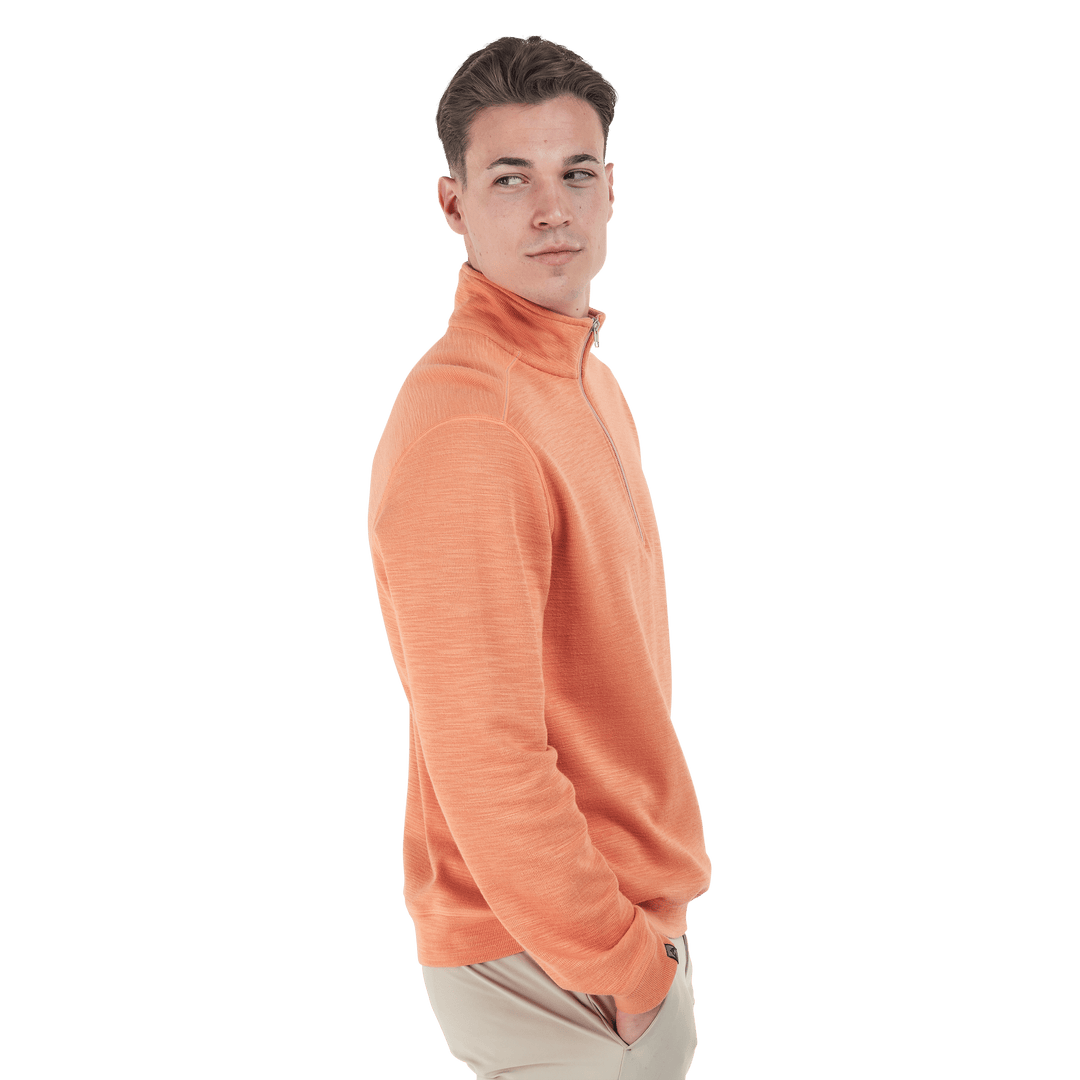 MEN'S CLAY ORANGE COTTON BAMBOO SHORELINER 1/4 ZIP