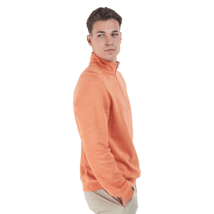 MEN'S CLAY ORANGE COTTON BAMBOO SHORELINER 1/4 ZIP