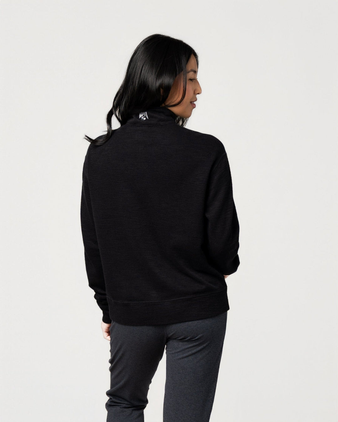 BLACK COTTON BAMBOO SHORELINER 1/4 ZIP