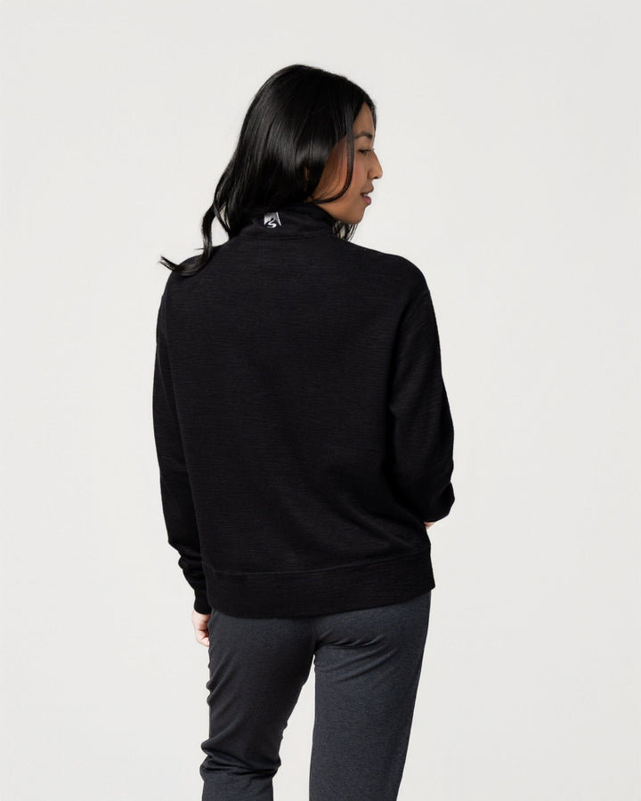 BLACK COTTON BAMBOO SHORELINER 1/4 ZIP
