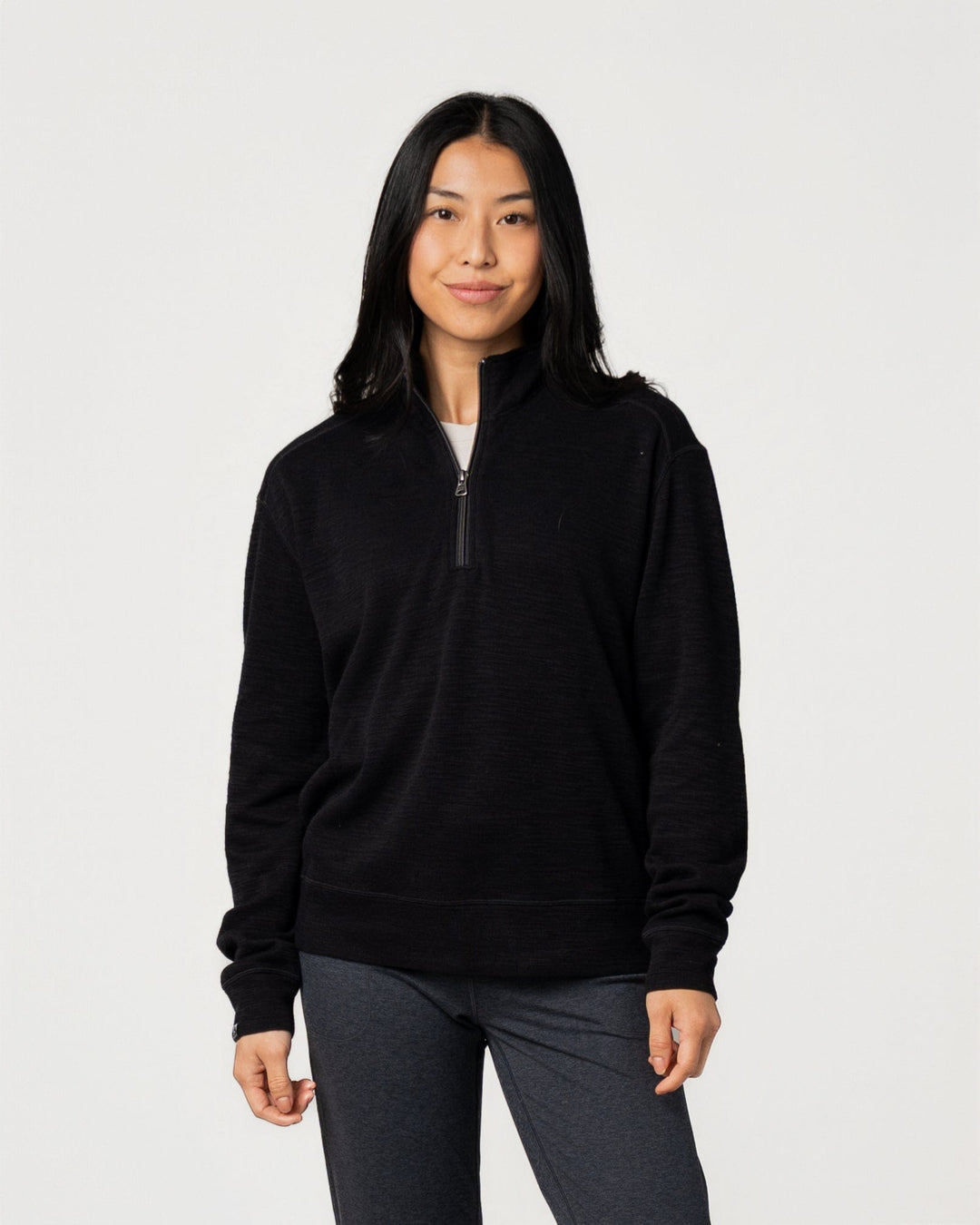 BLACK COTTON BAMBOO SHORELINER 1/4 ZIP