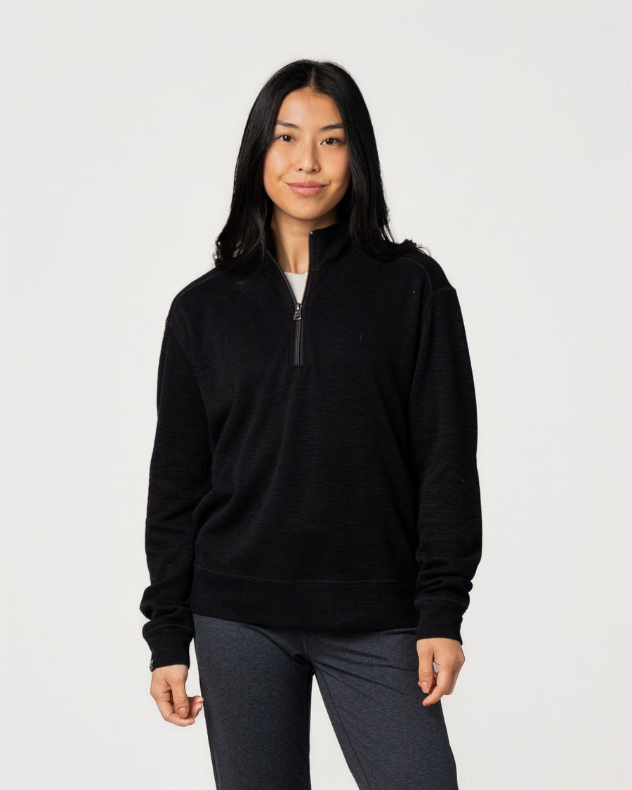 BLACK COTTON BAMBOO SHORELINER 1/4 ZIP
