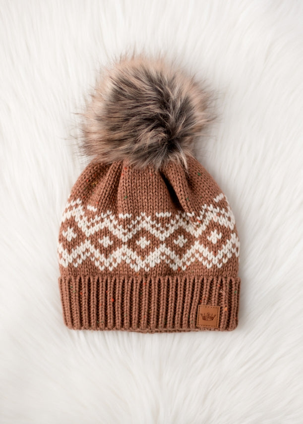 MOCHA SPECKLED POM HAT
