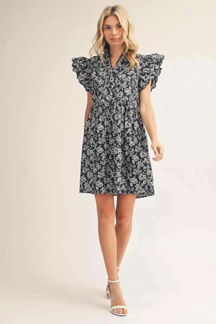 JENNIFER NAVY CAP SLEEVE DRESS