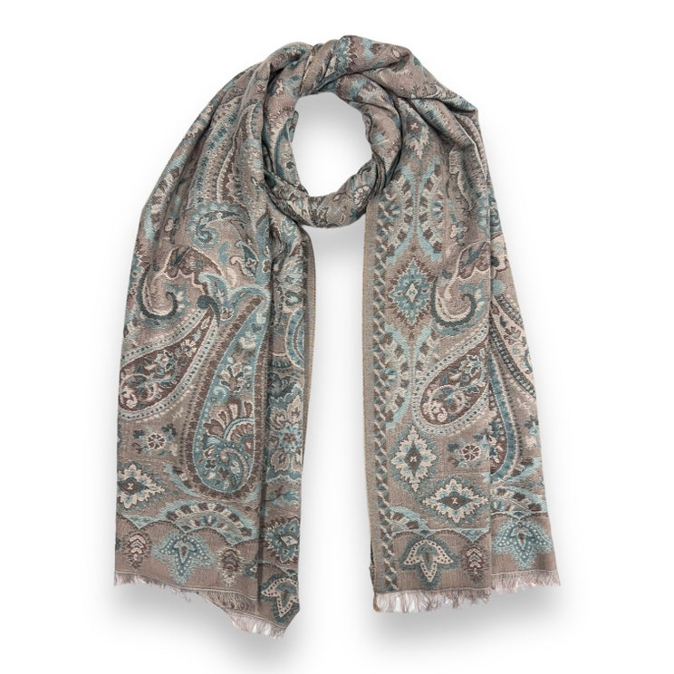 GREY PAISLEY  PASHMINA SCARF