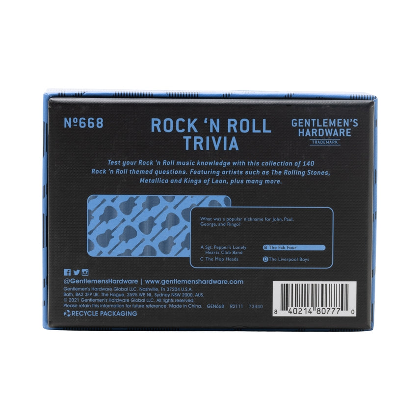 ROCK N' ROLL TRIVIA CARDS