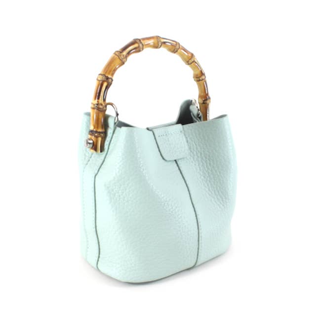 GIGI LIGHT AQUA BAMBOO HANDLE BAG