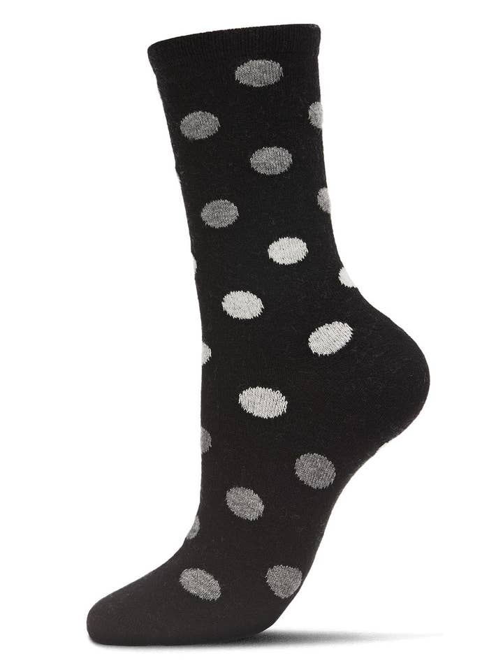 BLACK MULTI DOT CASHMERE CREW SOCKS