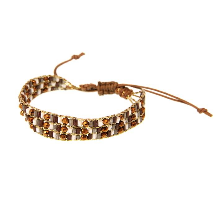 BROWN BEADED ADJUSTABLE BRACELET

